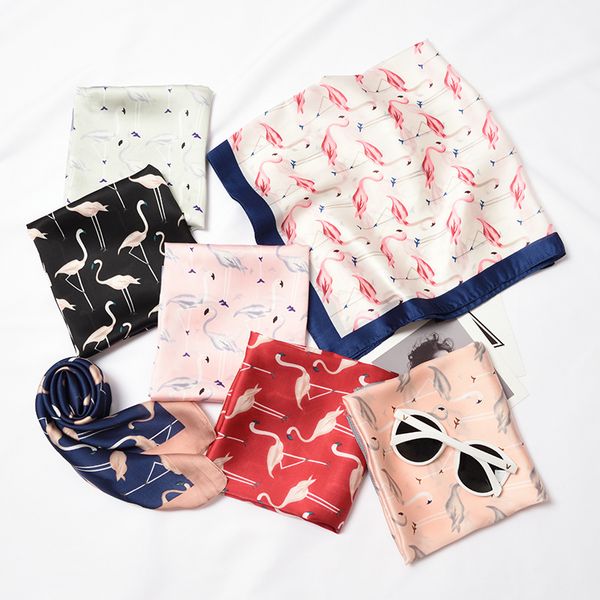 2019 spring and summer explosion flamingo print wild fresh simple silk fashion casual ladies small scarf, Blue;gray
2019 spring and summer explosion flamingo print wild fresh simple silk fashion casual ladies small scarf, Blue;gray