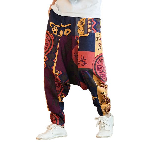 2019 new summer men's flower pants men print style cotton linen trousers male harem pants man loose chinese style beach, Black
2019 new summer men's flower pants men print style cotton linen trousers male harem pants man loose chinese style beach, Black