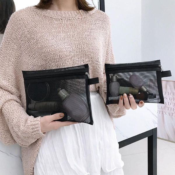 black fashion cosmetic bag portable storage zipper transparent mesh wash makeup women organizer multifunction toiletry travel
black fashion cosmetic bag portable storage zipper transparent mesh wash makeup women organizer multifunction toiletry travel