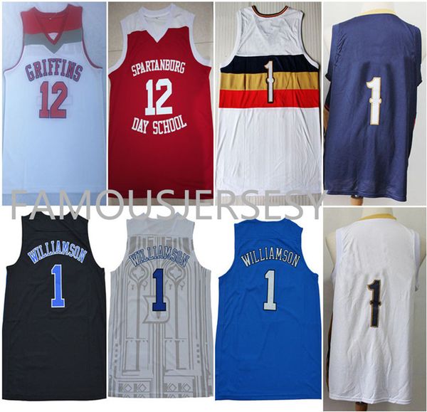 all stitched spartanburg day school zion #12 williamson embroidered jerseys duke #1 basketball jerseys college nola player city jersey, Black
all stitched spartanburg day school zion #12 williamson embroidered jerseys duke #1 basketball jerseys college nola player city jersey, Black