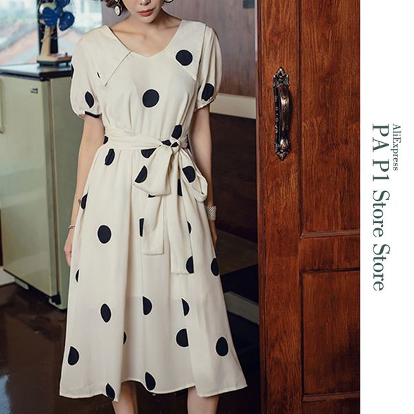 2020 elegant women dress summer dot french women short dress casual vintage, Black;gray
2020 elegant women dress summer dot french women short dress casual vintage, Black;gray