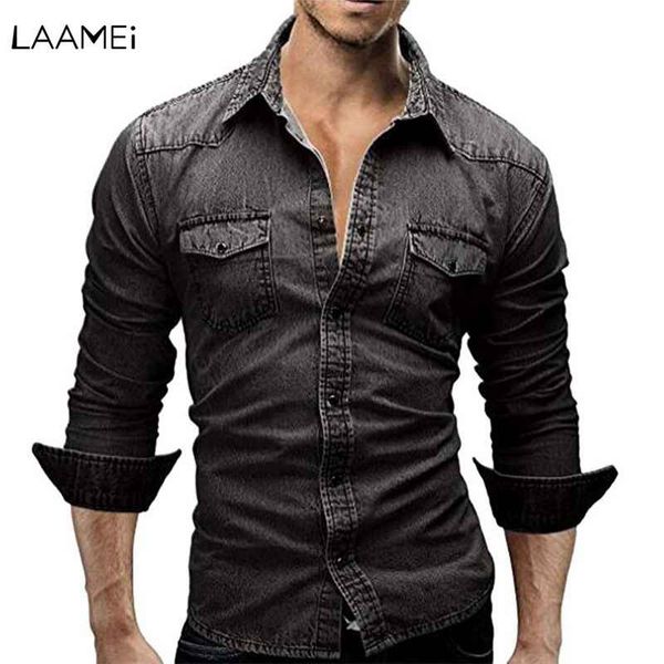 laamei men's shirt streetwear camisa masculina denim shirt men pocket long sleeves slim fit cotton dress shirts casual, White;black
laamei men's shirt streetwear camisa masculina denim shirt men pocket long sleeves slim fit cotton dress shirts casual, White;black