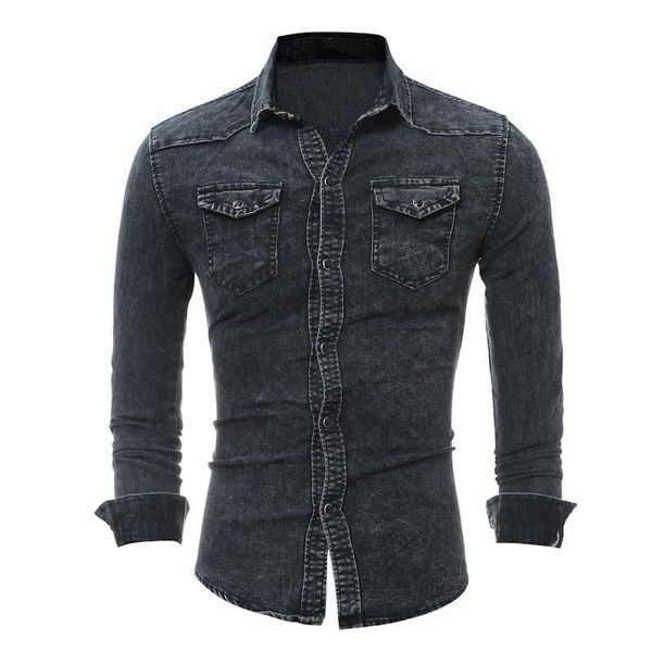 jean shirts washed long sleeve solid male tshirts lapel neck straghit fashion homme clothing spring mens vintage, White;black
jean shirts washed long sleeve solid male tshirts lapel neck straghit fashion homme clothing spring mens vintage, White;black