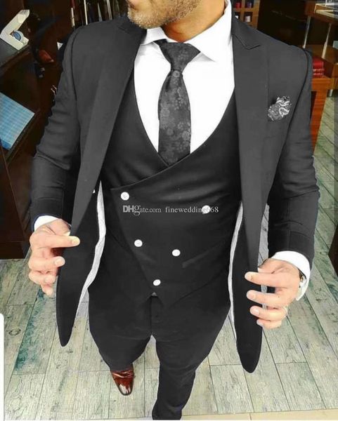 black one button groomsmen peak lapel wedding groom tuxedos men suits wedding/prom/dinner man blazer(jacket+vest+pants), Black;gray
black one button groomsmen peak lapel wedding groom tuxedos men suits wedding/prom/dinner man blazer(jacket+vest+pants), Black;gray
