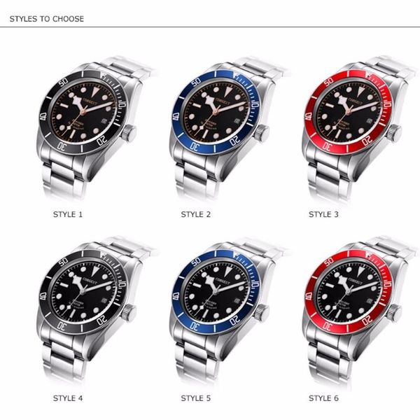 corgeut automatic men luminous sapphire sport swim clock leather mechanical men's watches, Slivery;brown
corgeut automatic men luminous sapphire sport swim clock leather mechanical men's watches, Slivery;brown