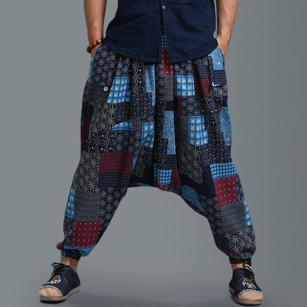 new 2019 men's clothing the original folk style personality loose off crotch pants yuppie cotton printed long fan casual pants, Black
new 2019 men's clothing the original folk style personality loose off crotch pants yuppie cotton printed long fan casual pants, Black