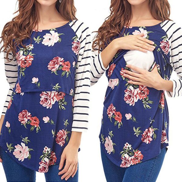 2019 womens floral nursing breastfeeding t-shirt pregnant maternity women blouse, White
2019 womens floral nursing breastfeeding t-shirt pregnant maternity women blouse, White