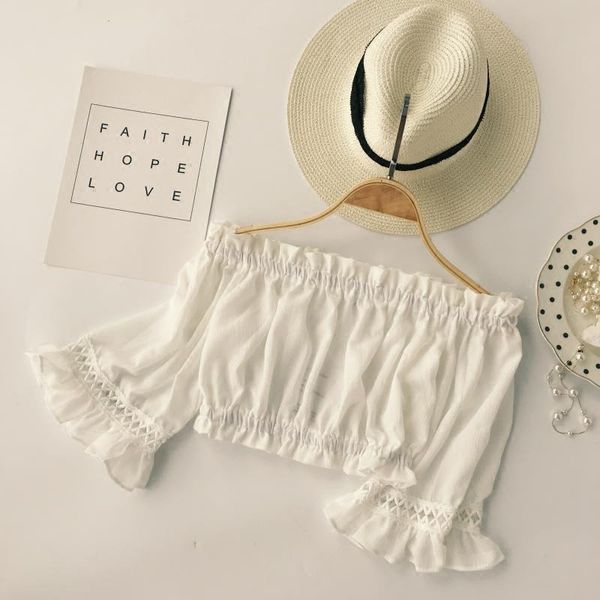 summer off shoulder chiffon blouse women casual strapless half sleeve blouse female crop shirt, White
summer off shoulder chiffon blouse women casual strapless half sleeve blouse female crop shirt, White