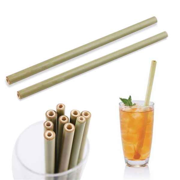 

new bamboo straw 23cm reusable drinking straw eco-friendly beverages straws cleaner brush bar drinking straws tools party supplies 4935