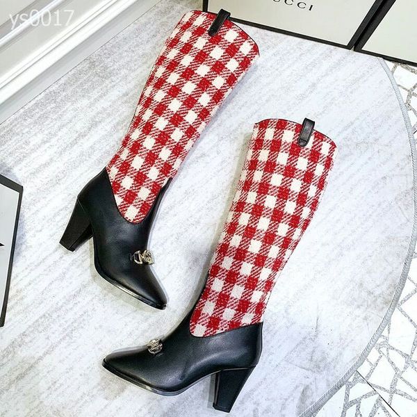 2019 autumn and winter europe and america vintage knee-high boots fashion boots high-heeled square head color matching leather knight boots, Black
2019 autumn and winter europe and america vintage knee-high boots fashion boots high-heeled square head color matching leather knight boots, Black
