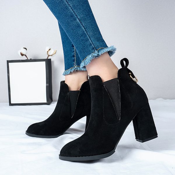 autumn winter women's boots ladies fashion stretch fabric suede short ankle boots slip on thick heels square high heels shoes, Black
autumn winter women's boots ladies fashion stretch fabric suede short ankle boots slip on thick heels square high heels shoes, Black
