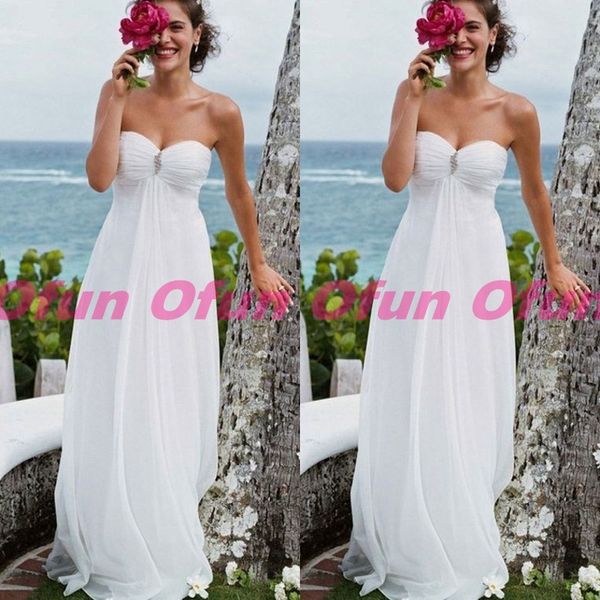 wholesale- a line sweetheart chiffon beach robes de mariée simple pleats sleeveless long wedding dress bridal gown with beading, White
wholesale- a line sweetheart chiffon beach robes de mariée simple pleats sleeveless long wedding dress bridal gown with beading, White