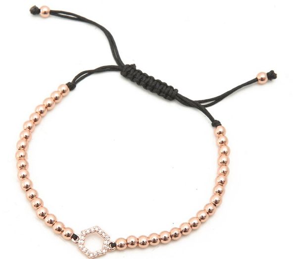 gold silver micro pave cz cubic zirconia rope adjusted copper beads bracelet he423 hexagon charm braided bangles women, Black
gold silver micro pave cz cubic zirconia rope adjusted copper beads bracelet he423 hexagon charm braided bangles women, Black