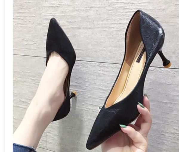 2019 women's shoes in spring and autumn with new style high heel fine heel pointed end @298, Black
2019 women's shoes in spring and autumn with new style high heel fine heel pointed end @298, Black