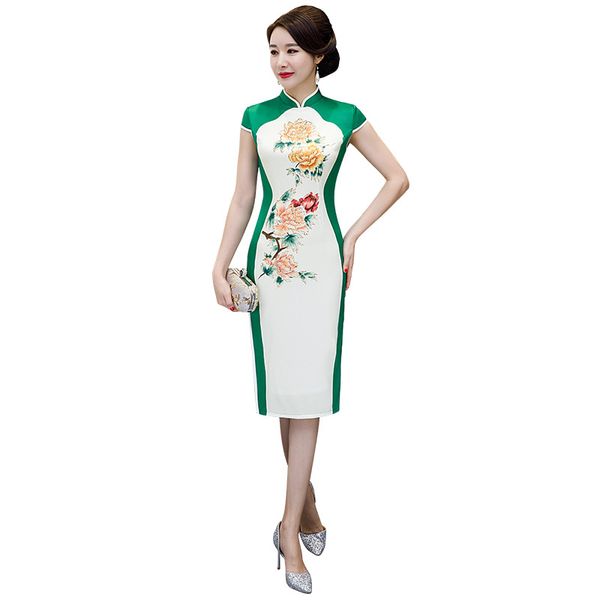 knee length print chinese style handmade button dress vintage ladies long qipao classic stage show elegant female cheongsam, Red
knee length print chinese style handmade button dress vintage ladies long qipao classic stage show elegant female cheongsam, Red