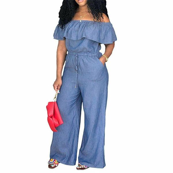 women's jumpsuits & rompers casual slash neck overalls women denim jumpsuit jeans ladies summer back zipper ruffles trousers pants, Black;white
women's jumpsuits & rompers casual slash neck overalls women denim jumpsuit jeans ladies summer back zipper ruffles trousers pants, Black;white
