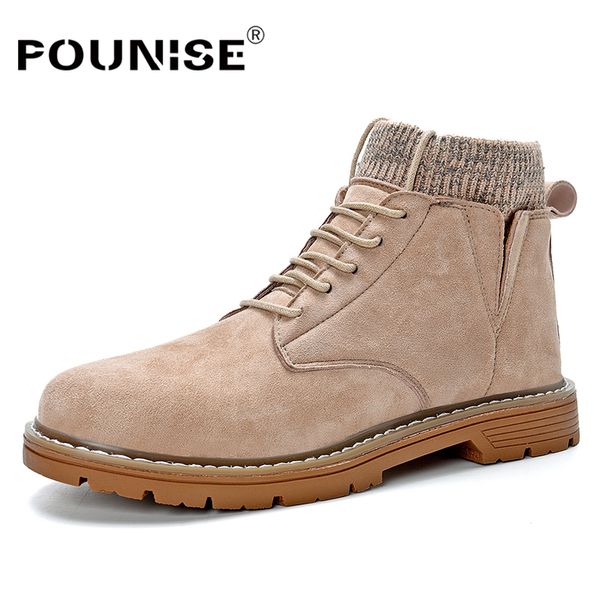 men boots winter sneakers 2019 suede leather shoes men ankle snow boots casual shoes fashion male footwear outdoor, Black
men boots winter sneakers 2019 suede leather shoes men ankle snow boots casual shoes fashion male footwear outdoor, Black
