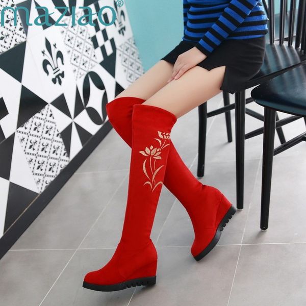 maziao new fashion thigh high snow boots women autumn winter casual high heels wedge knee boots soft flock long shoes woman, Black
maziao new fashion thigh high snow boots women autumn winter casual high heels wedge knee boots soft flock long shoes woman, Black