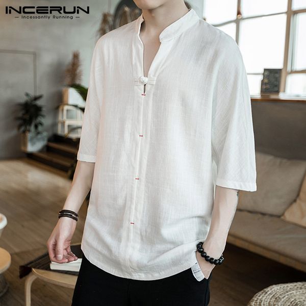 incerun cotton shirt men vintage half sleeve streetwear 2019 casual v neck loose solid retro breathable mens shirts s-3xl, White;black
incerun cotton shirt men vintage half sleeve streetwear 2019 casual v neck loose solid retro breathable mens shirts s-3xl, White;black