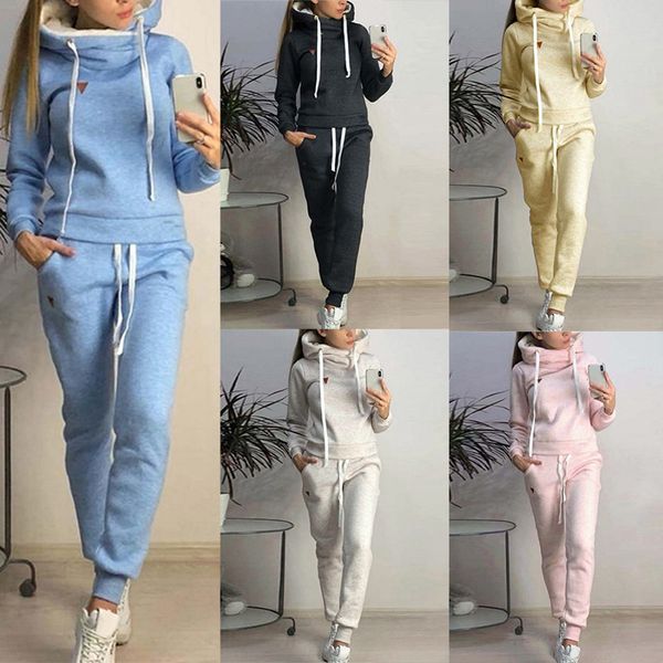 women 2 pcs running set 2019 solid color hooded tracksuit workout clothes casual loose sweatshirts joggers suits sportswear, Black;blue
women 2 pcs running set 2019 solid color hooded tracksuit workout clothes casual loose sweatshirts joggers suits sportswear, Black;blue