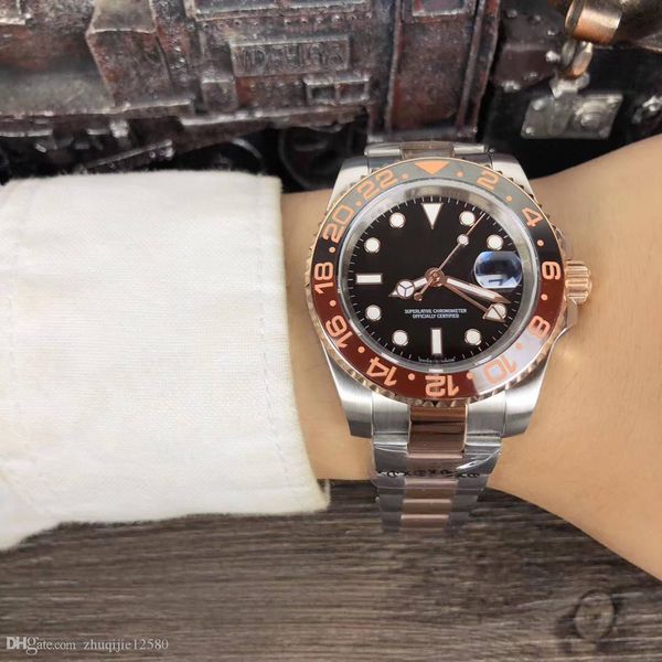 2019 new designer watches 40mm black dial special gradient bezel stainless steel watch gm and t automatic movement luxury mens watches, Slivery;brown 
2019 new designer watches 40mm black dial special gradient bezel stainless steel watch gm and t automatic movement luxury mens watches, Slivery;brown