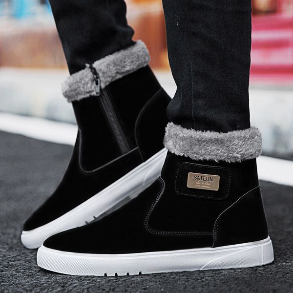 men winter shoes suede snow boots for men fashion fur warm ankle boots winter sneakers mans footwear, Black
men winter shoes suede snow boots for men fashion fur warm ankle boots winter sneakers mans footwear, Black