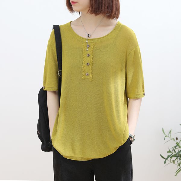 women solid color literary retro short-sleeve female knitted clothes loose cotton o-neck causal women t-shirt, White
women solid color literary retro short-sleeve female knitted clothes loose cotton o-neck causal women t-shirt, White