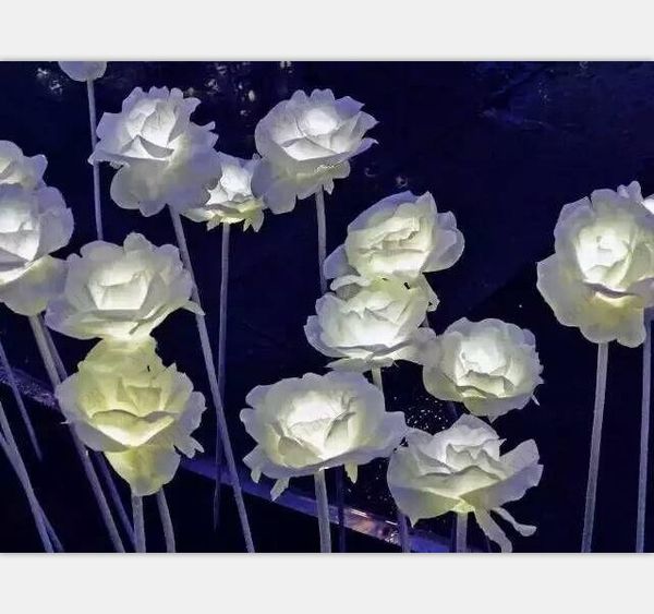 Led Roses Flowers Colorful Led Lantern Show Dream Lights Valentine's Day Outdoor Square Landscape Park Glistening Lights Ing