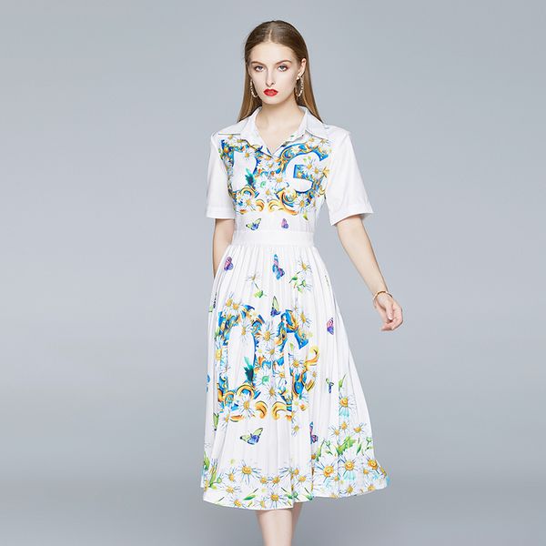 new elegant white classic floral printed pleated lapel shirt midi dress women ladies fashion casual office button short sleeve party dresses, Black;gray
new elegant white classic floral printed pleated lapel shirt midi dress women ladies fashion casual office button short sleeve party dresses, Black;gray