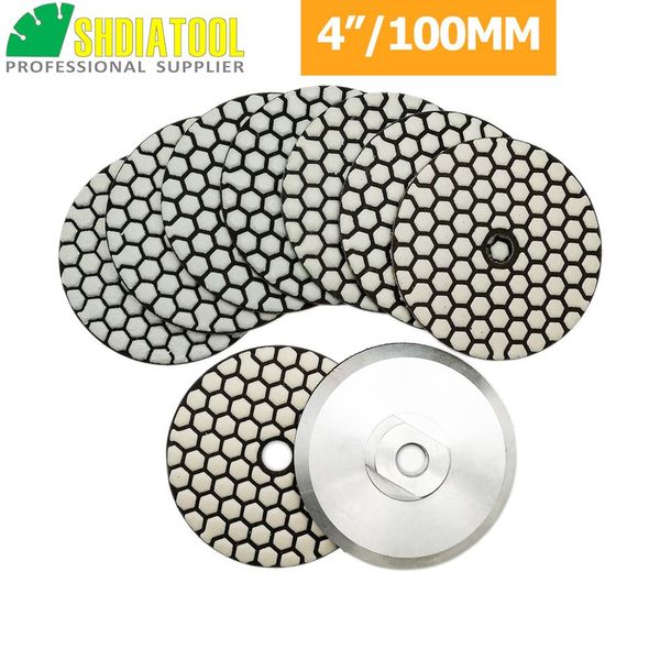 shdiatool 8pcs dia 4"/100mm resin bond diamond flexible polishing pad + 1pc m14 aluminum base backer
shdiatool 8pcs dia 4"/100mm resin bond diamond flexible polishing pad + 1pc m14 aluminum base backer