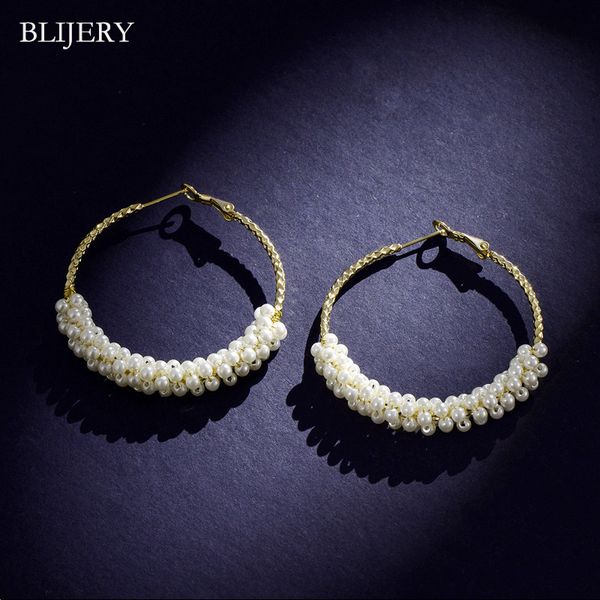 hoop & huggie blijery fashion statement pearl beads earrings for women round circle earings celebrity wedding prom big femme brincos, Golden;silver
hoop & huggie blijery fashion statement pearl beads earrings for women round circle earings celebrity wedding prom big femme brincos, Golden;silver