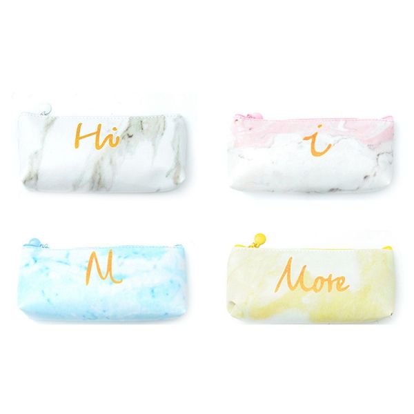 

creative marble pu leather pencil cases stationery storage pen bag gifts school office pencil bags pouch