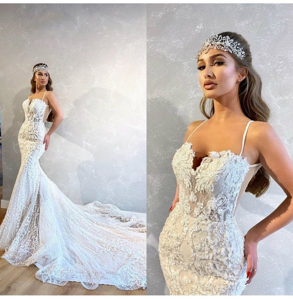 bohemian luxury lace applique mermaid spaghetti wedding dresses princess gown sweetheart sleeveless sweep train cathedral bridal gowns, White
bohemian luxury lace applique mermaid spaghetti wedding dresses princess gown sweetheart sleeveless sweep train cathedral bridal gowns, White