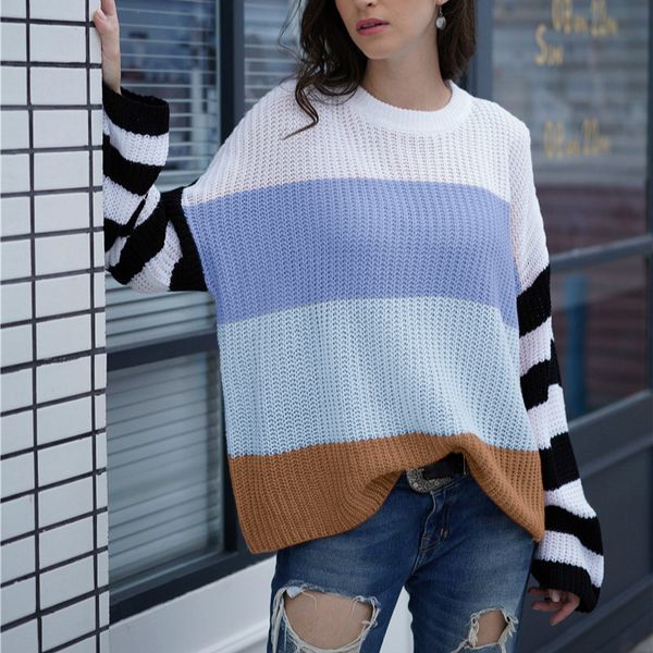 4 color striped patchwork sweater women pullovers winter jumpers knitwear oversize sweater plus size 2019 autumn clothes women, White;black
4 color striped patchwork sweater women pullovers winter jumpers knitwear oversize sweater plus size 2019 autumn clothes women, White;black