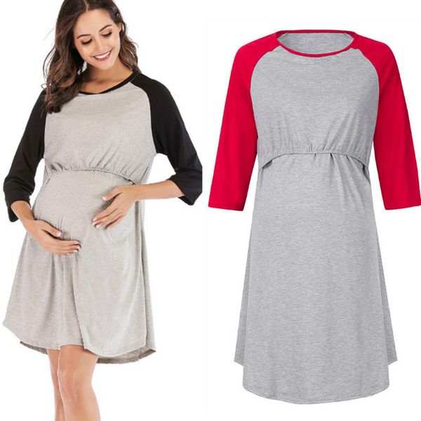 summer maternity dresses raglan sleeve stitching breastfeeding long pregnancy dress cotton clothes for pregnant women, White
summer maternity dresses raglan sleeve stitching breastfeeding long pregnancy dress cotton clothes for pregnant women, White