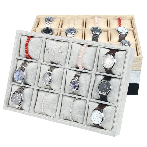 12 grids watch jewelry display tray gray black linen velvet watch bracelet box storage case organizer watches holder casket, Pink;blue
12 grids watch jewelry display tray gray black linen velvet watch bracelet box storage case organizer watches holder casket, Pink;blue