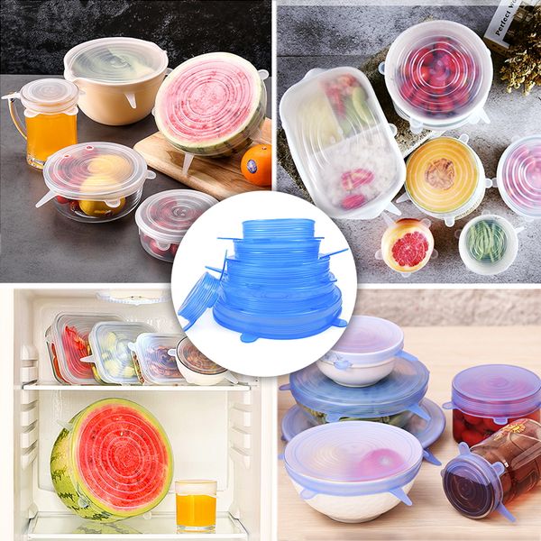 silicone stretch suction pot lids 6pcs/set food grade fresh keeping wrap seal lid pan cover kitchen tools accessories
silicone stretch suction pot lids 6pcs/set food grade fresh keeping wrap seal lid pan cover kitchen tools accessories