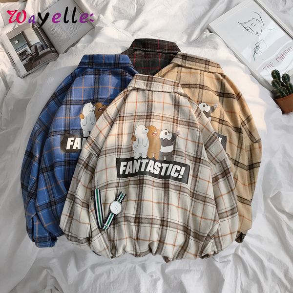 plaid cartoon cute men shirt long sleeve autumn retro original neutral lapel couple shirts casual cute mens shirts streetwear, White;black
plaid cartoon cute men shirt long sleeve autumn retro original neutral lapel couple shirts casual cute mens shirts streetwear, White;black
