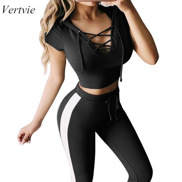 vertvie 2019 women sports set solid color side striped slim bandage hooded casual set tracksuit yoga fitness sportwear, White;red
vertvie 2019 women sports set solid color side striped slim bandage hooded casual set tracksuit yoga fitness sportwear, White;red
