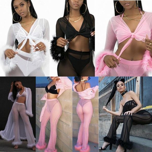 cover-ups women v neck bikini long sleeve fur patchwork swimwear mesh crop wide leg pant bathing suit 2pcs
cover-ups women v neck bikini long sleeve fur patchwork swimwear mesh crop wide leg pant bathing suit 2pcs