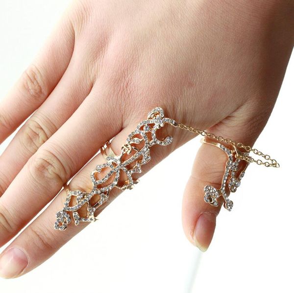 siamese personality diamond rings hollow roses rhinestone jewelry adjustable ring integrally chain link armor knuckle open ring, Silver
siamese personality diamond rings hollow roses rhinestone jewelry adjustable ring integrally chain link armor knuckle open ring, Silver