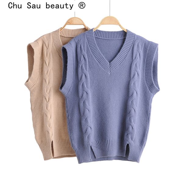 chu sau beauty 2019 new fashion autumn winter warm sleeveless sweaters women casual style disposition knitted vests female, Black;white
chu sau beauty 2019 new fashion autumn winter warm sleeveless sweaters women casual style disposition knitted vests female, Black;white