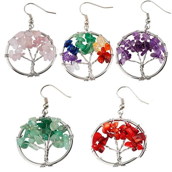 vintage 5 color dangle earrings for women round tree of life ear drop natural health 5 colors gemstone bead classic jewelry, Silver
vintage 5 color dangle earrings for women round tree of life ear drop natural health 5 colors gemstone bead classic jewelry, Silver