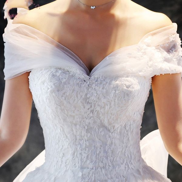 off the shoulder organza lace vintage ball gown wedding dresses court train vestido de noiva bride dress1, White
off the shoulder organza lace vintage ball gown wedding dresses court train vestido de noiva bride dress1, White