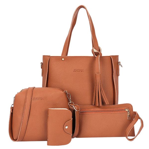 4pcs/set multi-colors lichi leather tassels women tote shoulder handbag clutch card bags big capacity bolsa feminina mochila
4pcs/set multi-colors lichi leather tassels women tote shoulder handbag clutch card bags big capacity bolsa feminina mochila