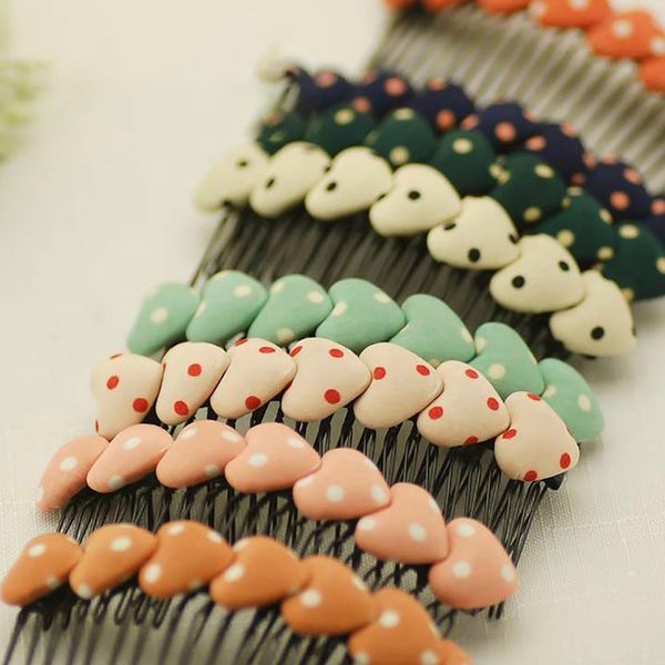 fashion headwear hair device sesame point love fabric button hair comb comb random color, Brown 
fashion headwear hair device sesame point love fabric button hair comb comb random color, Brown