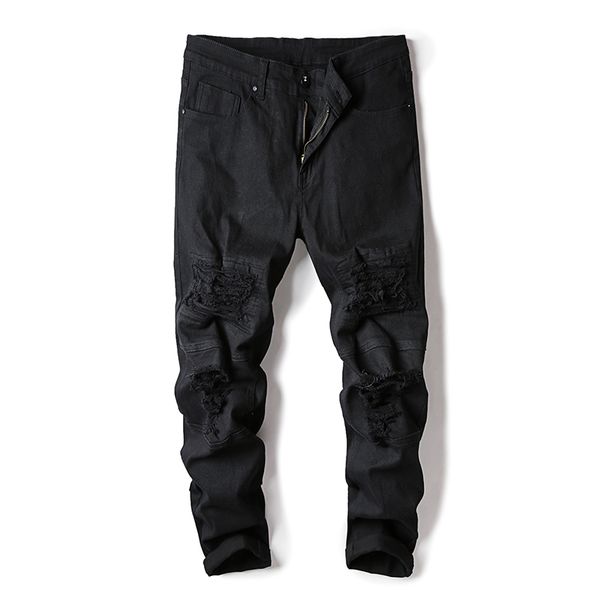 2020 new mens distressed biker hole jeans fashion pleated ripped denim joggers black slim fit trousers with hip hop patches, Blue
2020 new mens distressed biker hole jeans fashion pleated ripped denim joggers black slim fit trousers with hip hop patches, Blue