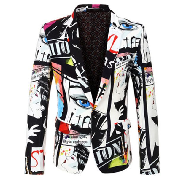 brand 2019 new tide mens fashion print blazer design plus size hip casual male slim fit suit jacket singer costume, White;black
brand 2019 new tide mens fashion print blazer design plus size hip casual male slim fit suit jacket singer costume, White;black