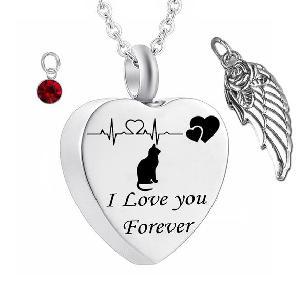 cute cat"i love you forever"cremation jewelry wing ashes keepsake pendant pet birthstone memorial urn necklace, Silver
cute cat"i love you forever"cremation jewelry wing ashes keepsake pendant pet birthstone memorial urn necklace, Silver