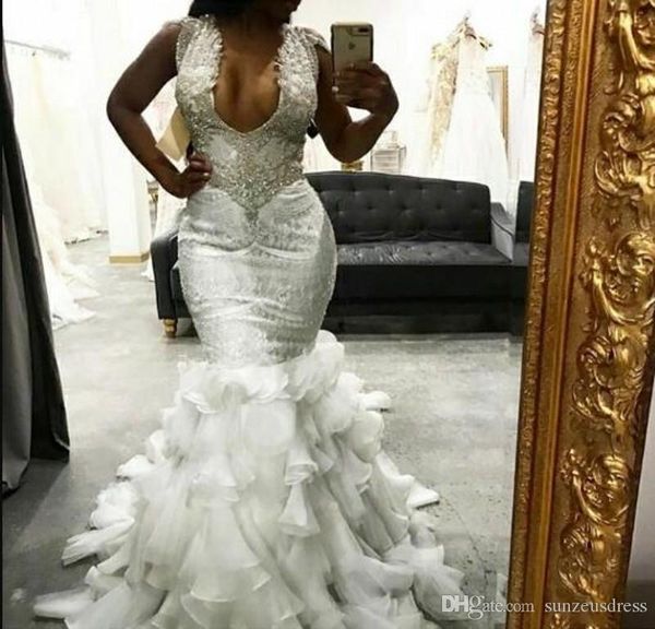 luxury beaded wedding dresses open neckline cap sleeves mermaid bridal gowns ruffles organza skirts 2019 new wedding dress, White
luxury beaded wedding dresses open neckline cap sleeves mermaid bridal gowns ruffles organza skirts 2019 new wedding dress, White